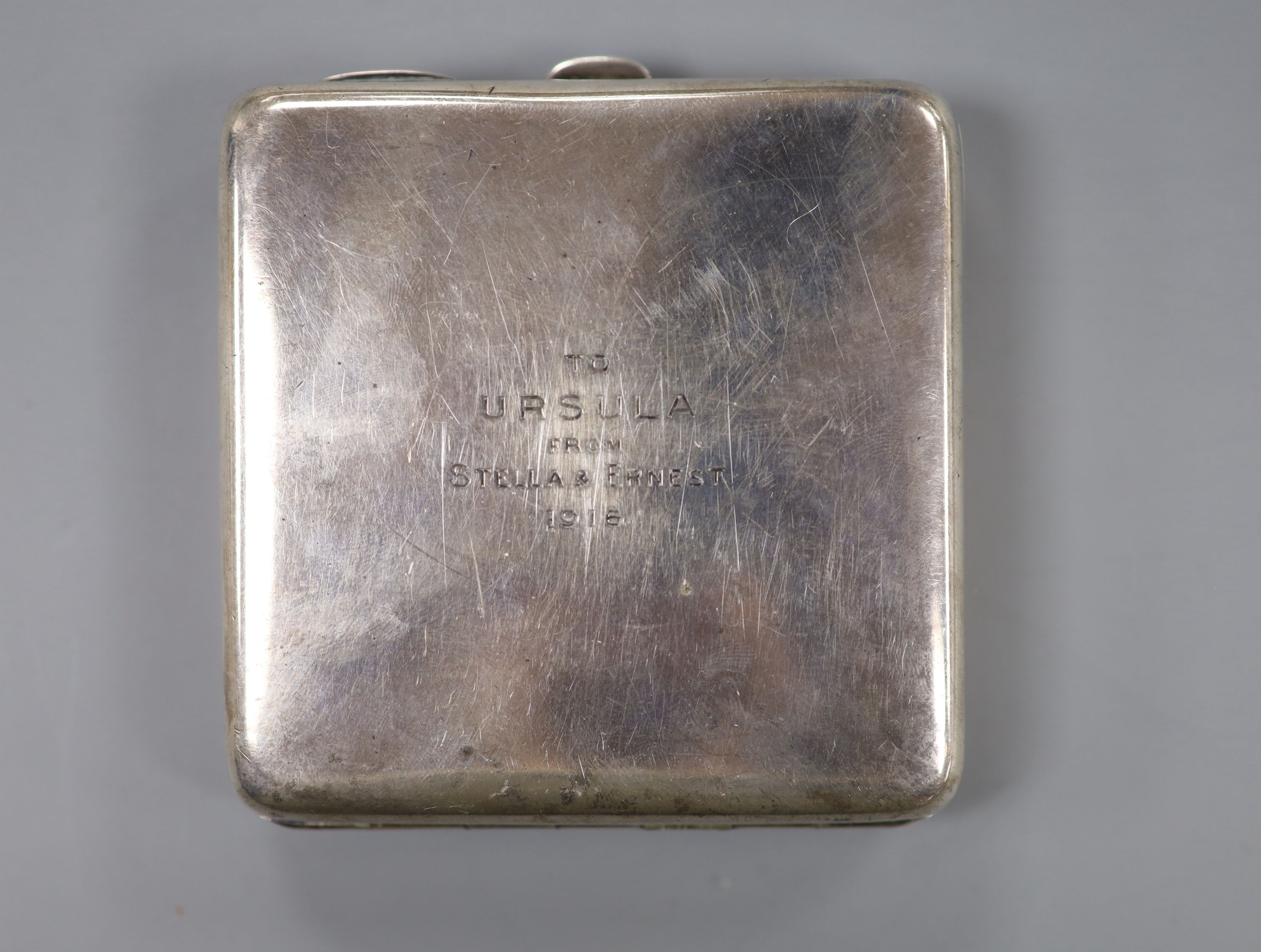 A George V silver cased travelling timepiece, with engraved inscription, Andrew Barrett & Sons, Birmingham, 1916